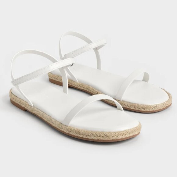 Charles & Keith White Ankle-Strap Flat Espadrille Sandals EU36 - Picture 10 of 13